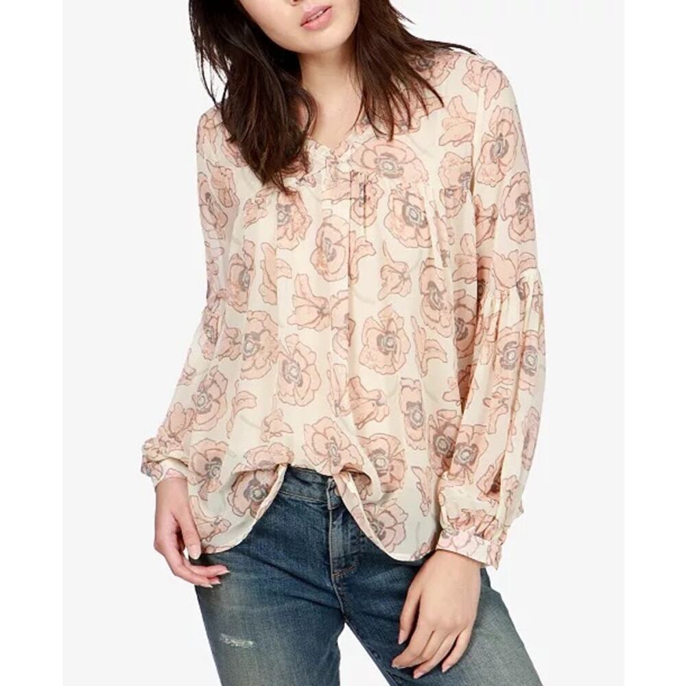 Lucky Brand Sheer Printed Blouse Size Medium